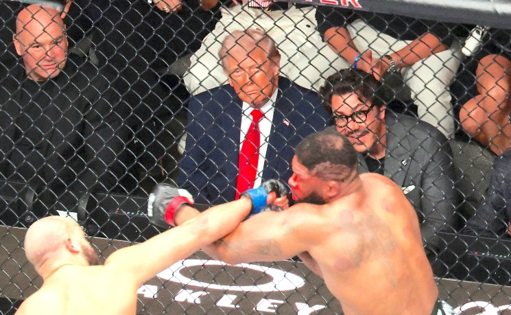 美伊谈判期间 特朗普现身UFC 327赛事场边观战